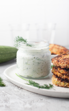 Load image into Gallery viewer, Zucchini Patties with Feta Cheese and Tzatziki sauce I