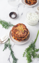 Load image into Gallery viewer, Zucchini Patties with Feta Cheese and Tzatziki sauce II