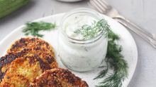 Load image into Gallery viewer, Zucchini Patties with Feta Cheese and Tzatziki sauce I