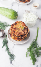 Load image into Gallery viewer, Zucchini Patties with Feta Cheese and Tzatziki sauce II