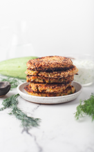 Load image into Gallery viewer, Zucchini Patties with Feta Cheese and Tzatziki sauce II