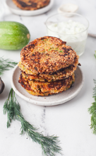 Load image into Gallery viewer, Zucchini Patties with Feta Cheese and Tzatziki sauce II