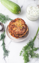 Load image into Gallery viewer, Zucchini Patties with Feta Cheese and Tzatziki sauce II