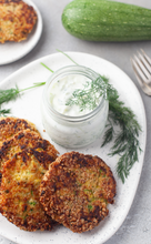 Load image into Gallery viewer, Zucchini Patties with Feta Cheese and Tzatziki sauce I