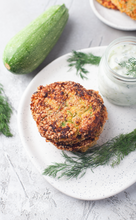 Load image into Gallery viewer, Zucchini Patties with Feta Cheese and Tzatziki sauce I