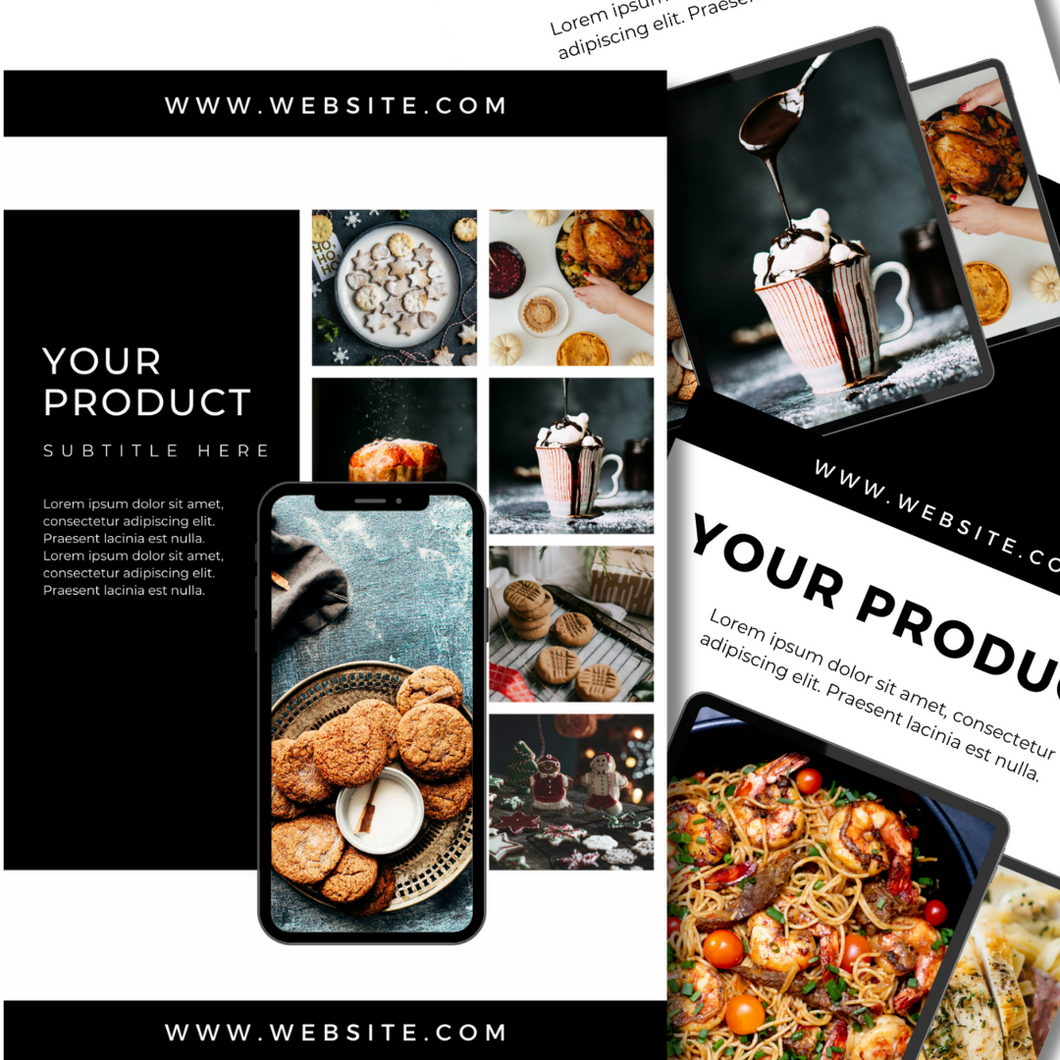 TEMPLATE 11 Customizable PRODUCT Pinterest Pins for Food Bloggers – Easy Canva Designs!